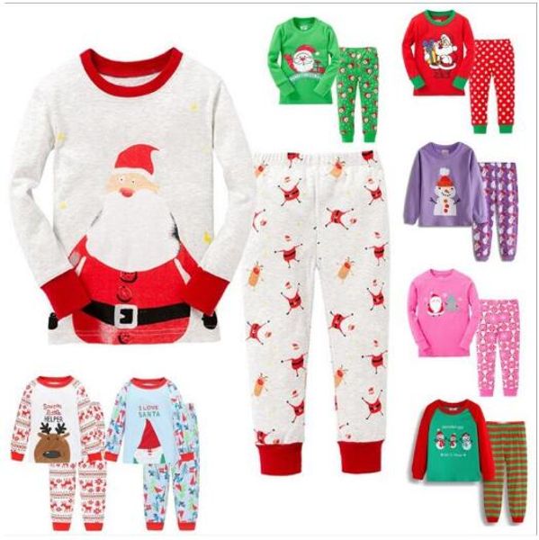 Weihnachten Weihnachten PayamasKids Pyjamas Baby Santa Claus Baumwolle Schlafanzug Cartoon Langarm Nachtwäsche Klimaanlage Nacht Anzug Hause Tragen B6404