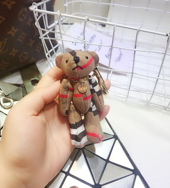 

cartoon leather tassel key chain fashion bear keychain ring ornament for bag key chain men and women give a small gift, Silver