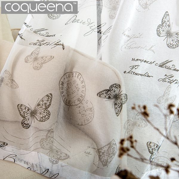 2019 New Vintage Butterfly Sheer Curtains For Living Room Bedroom