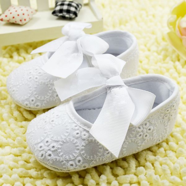 

white bowknot baby girl lace shoes toddler prewalker anti-slip shoe simple baby shoe new