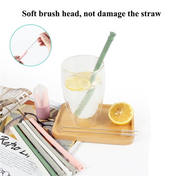 

silicone straws reusable drinking folding straws with cleaning brushes perfect for travel home camping hiking tableware new