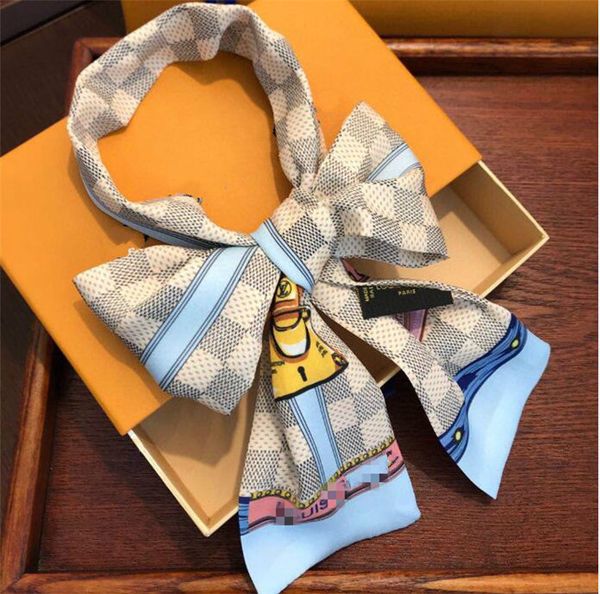 

2020 silk bag scarf headbands new women silk 100% grade silk bag scarf hair bands size 8x120cm ing, Blue;gray
