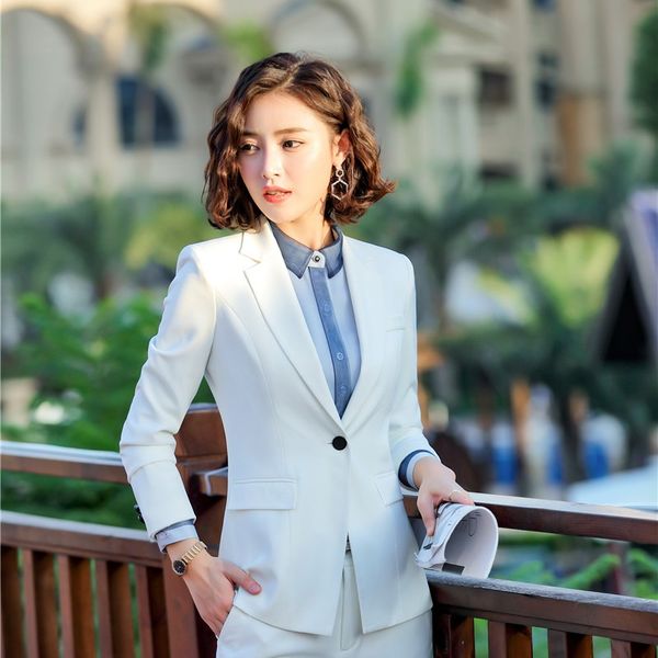

fashion styles white blazers and jackets coat for women business work wear 2019 spring fall ladies office work wear outwear, White;black