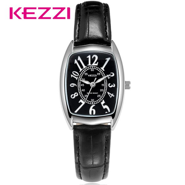 

kezzi brand women vintage wristwatch casual fashion leather watches retro square quartz watch waterproof, Slivery;brown