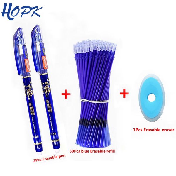 

53pcs/lot 0.38mm erasable washable pen refill rod for handle blue/black ink gel pen school office writing supplies stationery