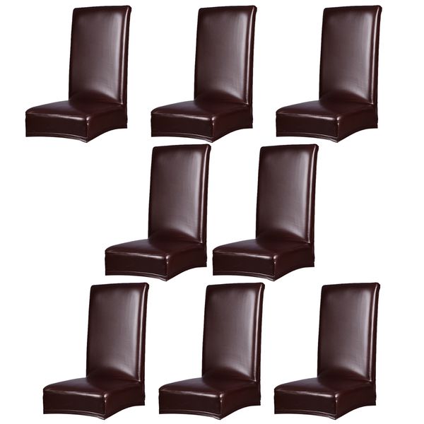 

8pieces brown pu leather seat cover kitchen bar dining chair cover l decor