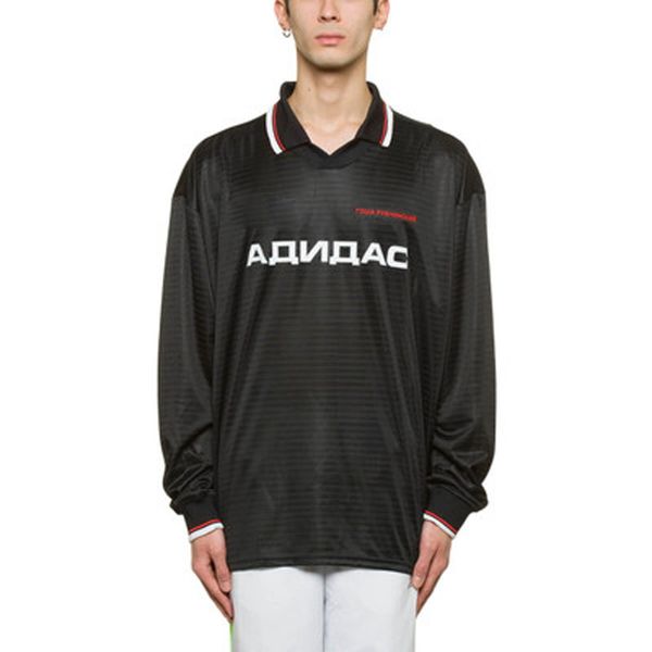 

18fw gosha rubchinskiy polo tee джерси пуловер толстовка открытый повседневный строчка улица свитер дизайнер длинным рукавом толстовки, Black