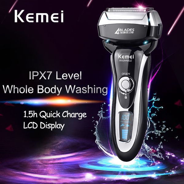 

kemei washable shaving machine razor men rechargeable cordless trimmer oneblade 100-240v mens face hair shaver