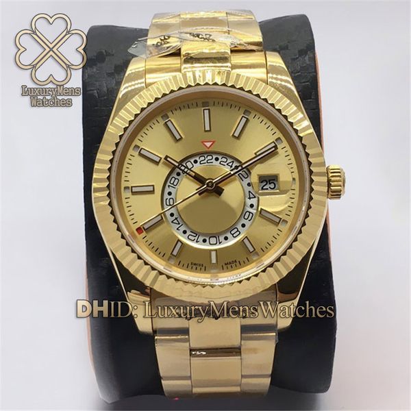 

5 styles luxury mens watch m326938-0003 9001 automatic movement gold wristwatches gmt 24 hours auto date sapphire mens designer watches, Slivery;brown