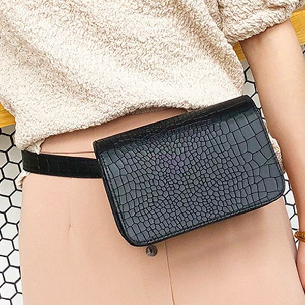 

alligator pattern waist packs female fashion leather belt bag phone pouch wallet womens adjustable shoulder messenger chest bag