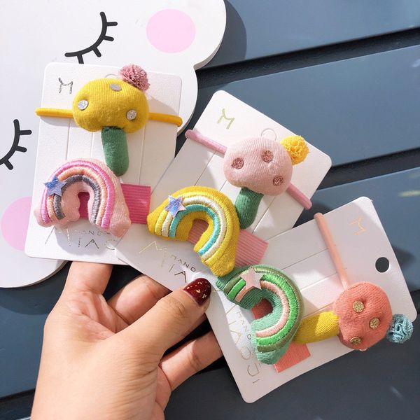 

2020 new children's hair clip korean cute children's hair clip rubber band hit color accessories, Slivery;white
