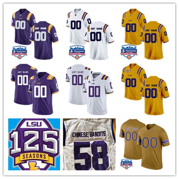 

NCAA Custom LSU Tigers Football Jerseys Grant Delpit Greedy Williams AJ Aycock Jonathan Giles Foster Moreau Blake Ferguson LSU Tigers Jersey