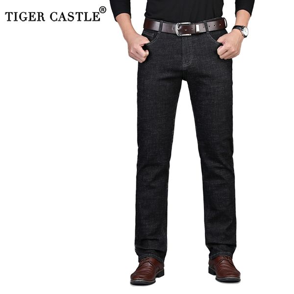 

autumn new slim fit stretch brand jeans men casual straight business classic jeans black long male denim trousers pants overalls, Blue
