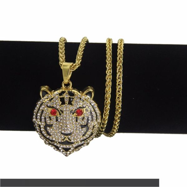 

trendy hip hop jewelry bling tiger head pendant necklace dropshipping, Silver