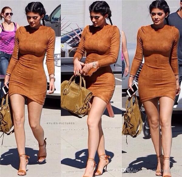 

designer dresse autumn spring fashion crew neck long sleeve dresses women clothes kylie jenner women, Black;gray