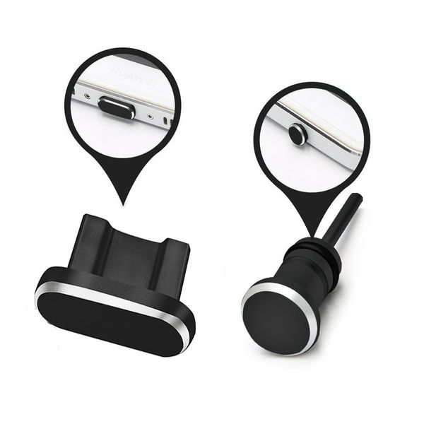 

1set metal dust plug phone accessories micro charging port + 3.5mm earphone jack plug for android samsung xiaomi lg cellphone