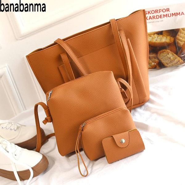 

banabanma 4 шт. / компл. сумка простые повседневные сплошной цвет сумки женщины досуг сумки на одно плечо сумки для женщин 2018 zk40