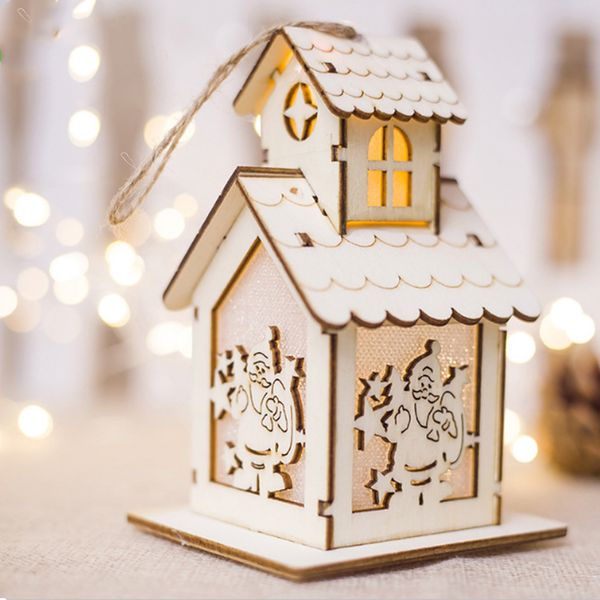 

house christmas decoration christmas tree ornaments tree pendant indoor xmas cabin wood party home decor luminescence