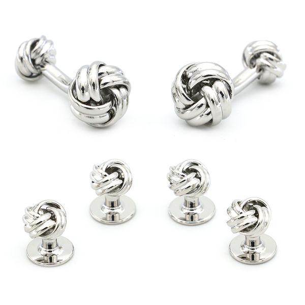 

igame new arrival silver knot stud set double side knot design quality brass material tuxedo studs cuff links set ing, Silver;golden