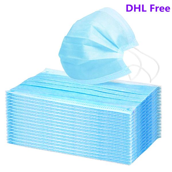 

3-слойная маска 50шт лицо рот маски meltblown ткань маски нетканые одноразовые антипылевые ушки маски