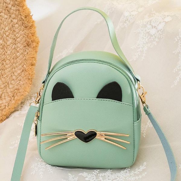 

molave ​​рюкзак мода женщин сплошной цвет zipper мультфильм cat кожаный мультифункциональный сладкий рюкзак мешок плеча дорожная сумка