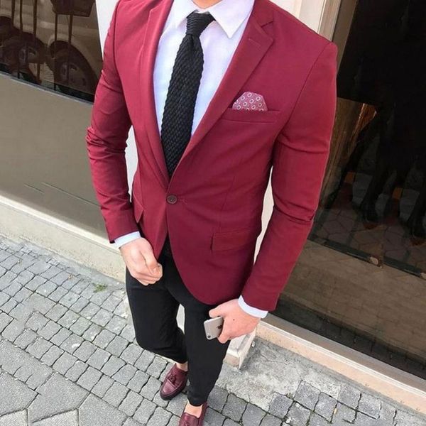 

burgundy mens suit casual business slim fit wedding tuxedos groomsman groom wear bridegroom suit costume homme 2pcs jacket pants, White;black