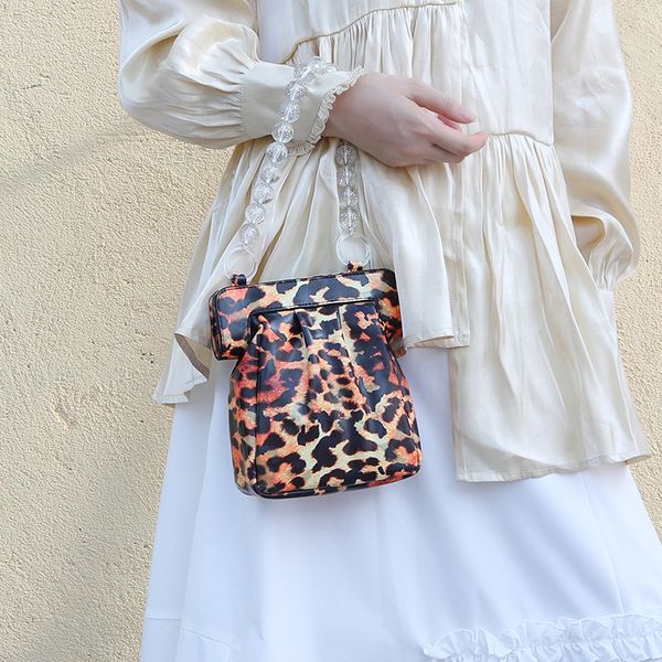

retro acrylic transparent beads leopard print bags for women shoulder bag crossbody bags for women evening clutch purse 2019
