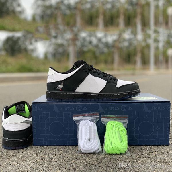 

x staple sb dunk low pro og qs skateboard shoes panda pigeon 3.0 fashion designer sport sneakers black white casual shoes