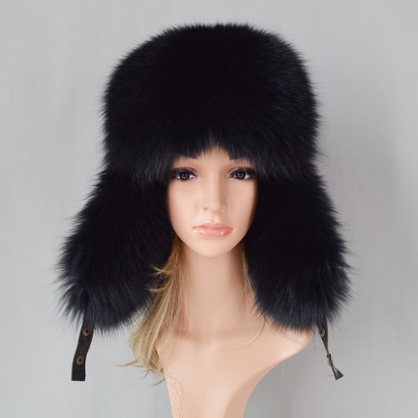 

горячая распродажа 100% натуральный мех лисы шляпы бомбардировщик лучшее качество открытый женщины пушистый мех лиса шляпа зима теплый ушной, Blue;gray