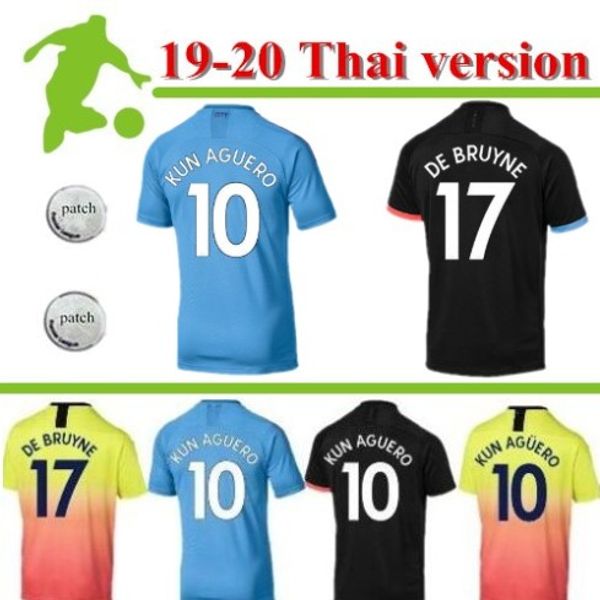 

19 20 manchester soccer jerseys +patch city memphis mata 2019 2020 kun aguero sterling de bruyne silva sport football shirt adult, Black;yellow