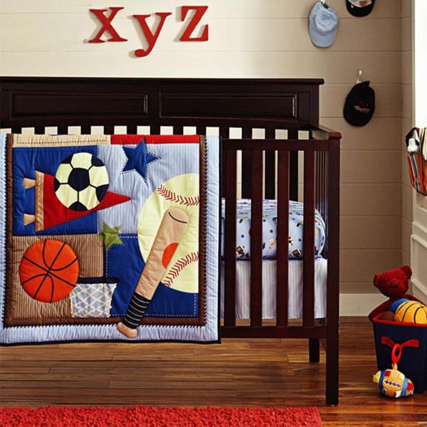 

6pcs baby boy bedding sets 100%cotton crib bedding set new brand cot organizer baby quilt bed around mattress cover