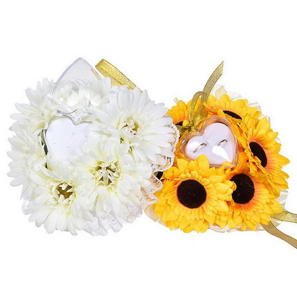 

wedding ring pillow sunflower pillow heart shape circle box rings holder fp8