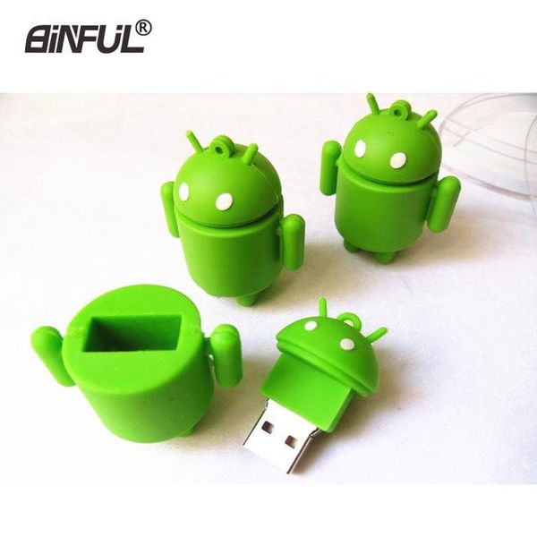 

robot usb flash drive cartoon android pen drive 4gb 8gb 16gb 32gb 64g green u disk flashdrive memory stick machine pendrive