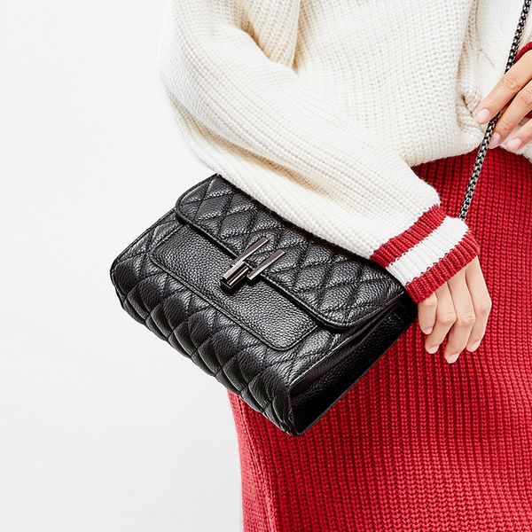 

genuine leather women shoulder bag fashion diamond lattice lady messenger bags lichee embossing female crossbody bag
