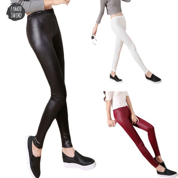 

leggings fashion new casual leather women cropped elastic leggins thin leggings good quality drop shipping, Black