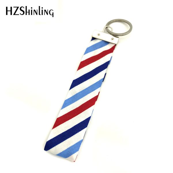 

ribbon new sassy stripe wristlet key fob blue white line keyring fabric key holder wristband fashion keychain gifts men women, Silver