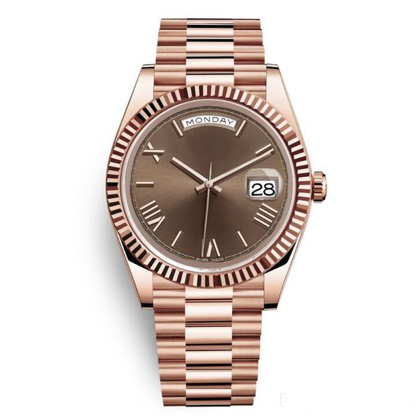 

20 цветов день дата розовое золото часы мужские женские роскошные часы день-дата президент автоматические дизайнерские часы механические рим, Slivery;brown