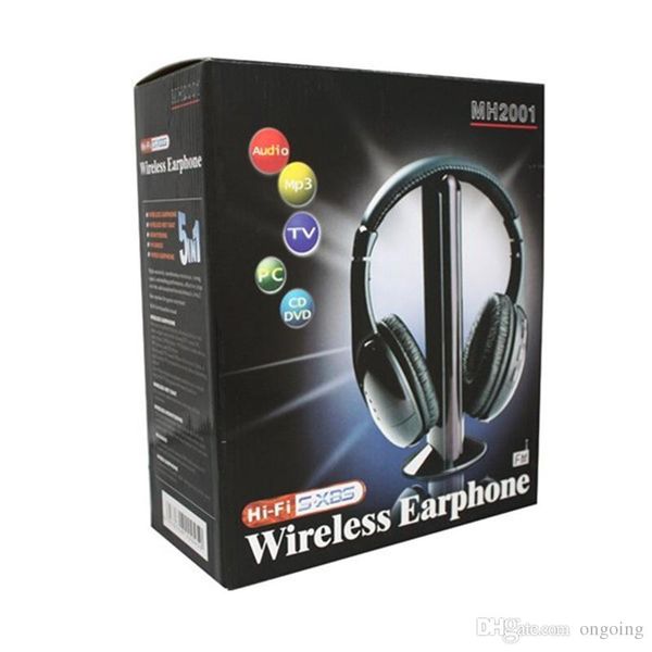 Cuffia auricolare wireless Hi-Fi 5 in 1 di vendita calda di alta qualità per radio FM MP3 CD PC TV 10 PZ DHL