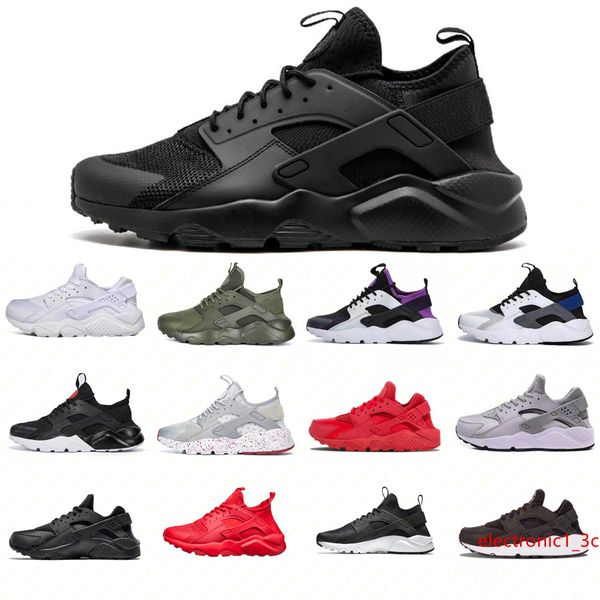

with box size 36-45 mens womens huarache 1.0 4.0 running shoes classic triple huaraches outdoor runner sport trainers sneakers white black