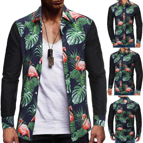

brand-clothing autumn fashion printing shirts male cotton slim turn-down dress shirt men long sleeve patchwork shirts, White;black