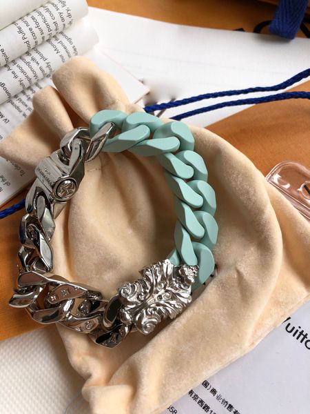 

falection 20ss italy paris fashion chain links sculpture mp2630 bracelet, Golden;silver