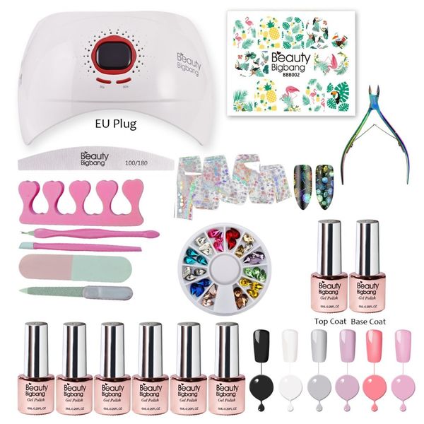 

beautybigbang 15pcs set nail tools kits 36w uv lamp cuticle scissors gel polish nail stickers decorations art tool kit
