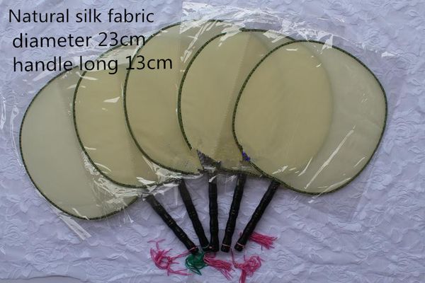 Branco DIY Rodada Silk Fan Mão alças Craft Fan Pintura chinesa tradicional 50pcs Programa de Prática Os alunos Crianças Belas artes da caligrafia