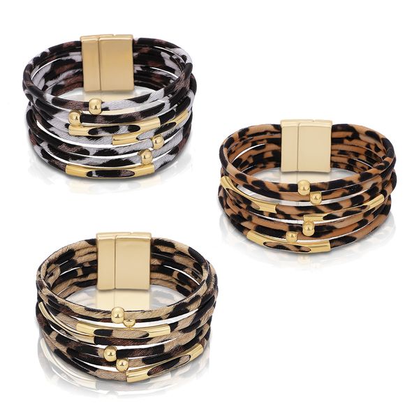 

dvacaman 3 pcs leopard layered wrap bangle women wide cuff bracelet gold color metal bracelet girls hand accessories wholesale