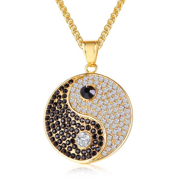 

jhsl male men round necklaces & pendants gold color fashion jewelry with 60cm stainless steel twisted chain, Silver
