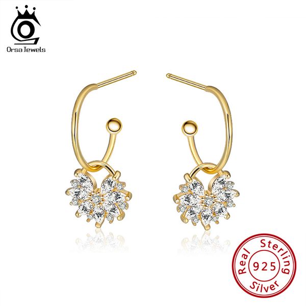 

orsa jewels s925 sterling silver stud earrings sunflower design gold plated earrings wholesale dropship jewelry for women se286, Golden;silver