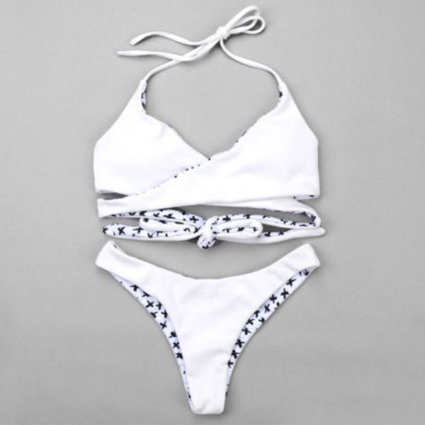 

womens brazilian swimwear bikini 2019 polka dot knot halter bra v thong bottoms beachwear 2 pieces swimsuit bathing hot