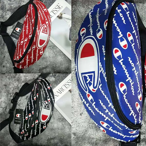 

champions print pu leather fanny bag sports adjustable belt chest pack travel crossbody waist bags zipper shoulder chest bag new c495