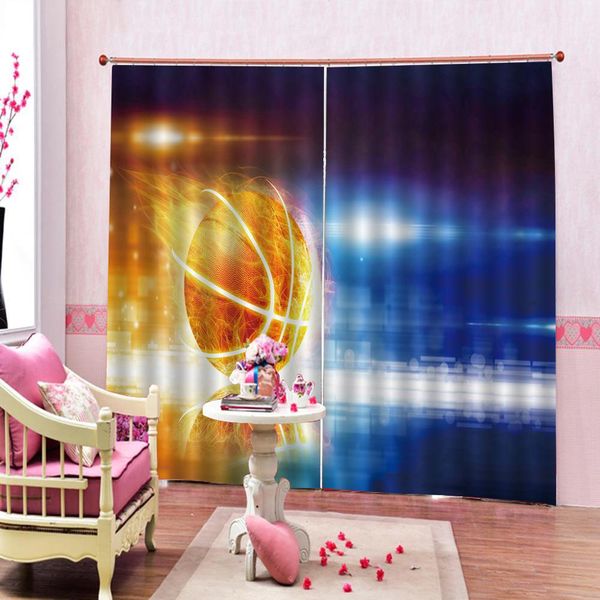 

p custom 3d curtains darkening blackout living room basketball water fire blue yellow curtains decor