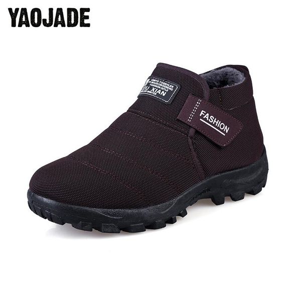 

winter men's ankle boots comfortable increased snow boots man non-slip flats with plush men warm cotton shoes, Black
